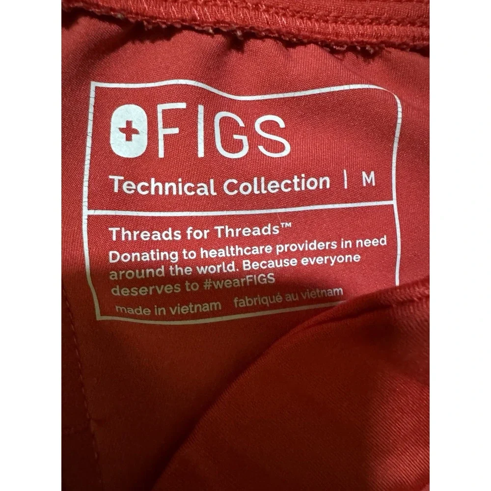 FIGS Scrub Pants Women's Size M Technical Collection Red Drawstring Cuffed Ankle
